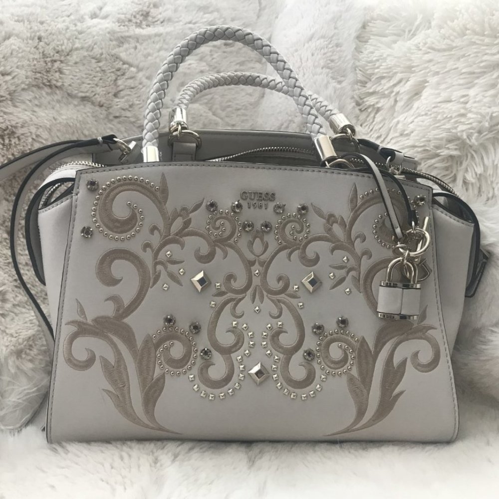 GUESS Alessia Embroidered Satchel